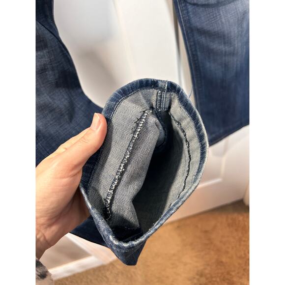 Hudson Men Denim Distressed Clifton Bootcut Jeans Pockets Dark Wash Blue Size 34 - Picture 3 of 15